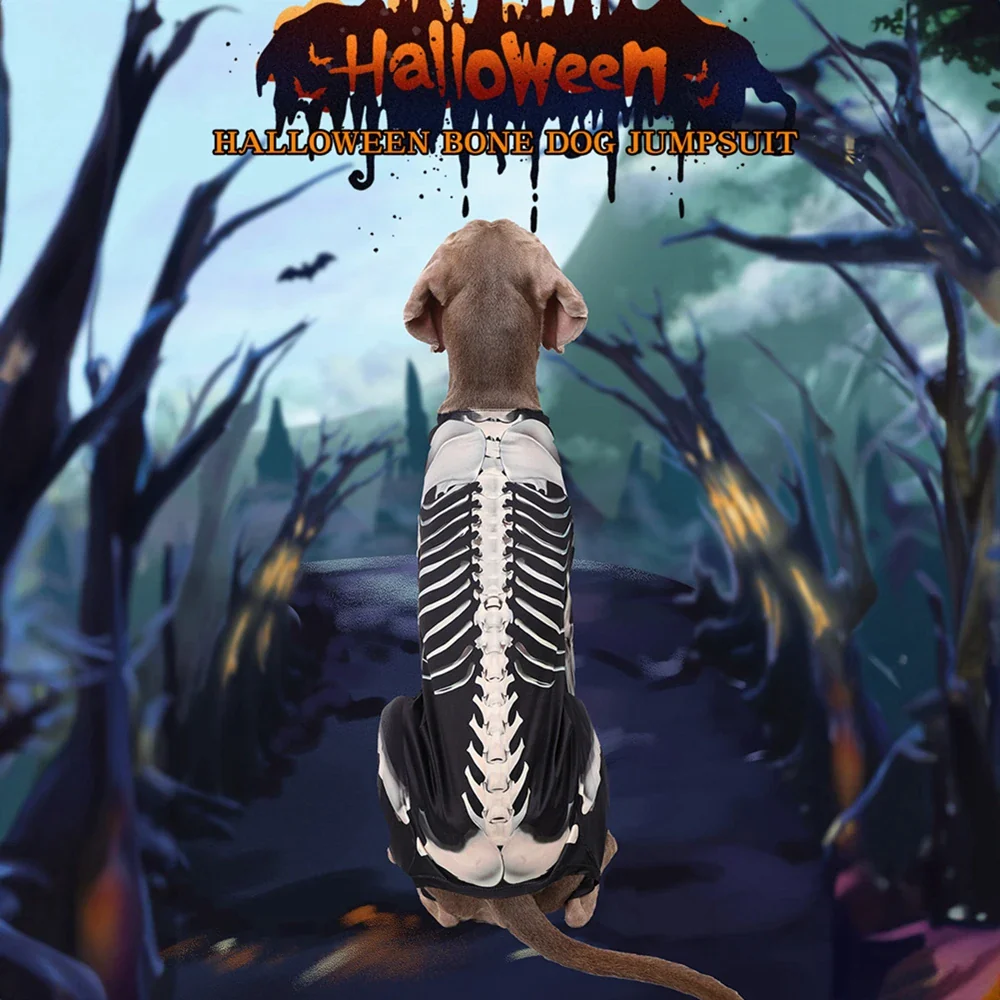 Large Dog Skeleton Bodysuit Costume - Image 7