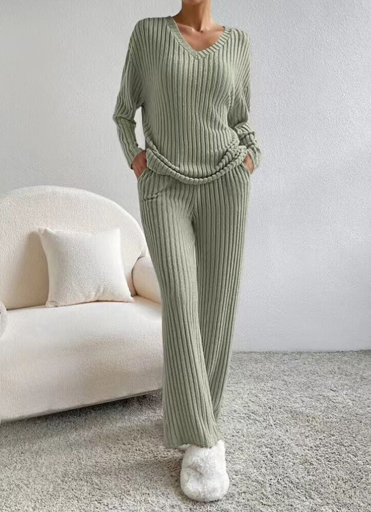 Serena Ribbed Knit Trousers and Jumper Set for Women - Image 3